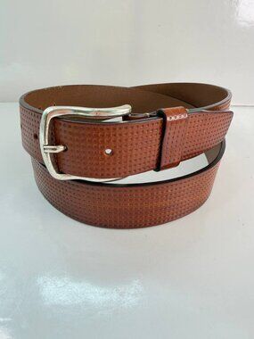 Fabio Corti Leather Belt – Made in Italy – Embossed Brown – Size 40